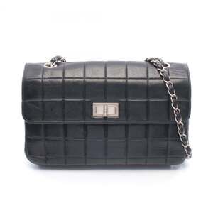 CHANEL Black Lambskin Leather Shoulder Bag